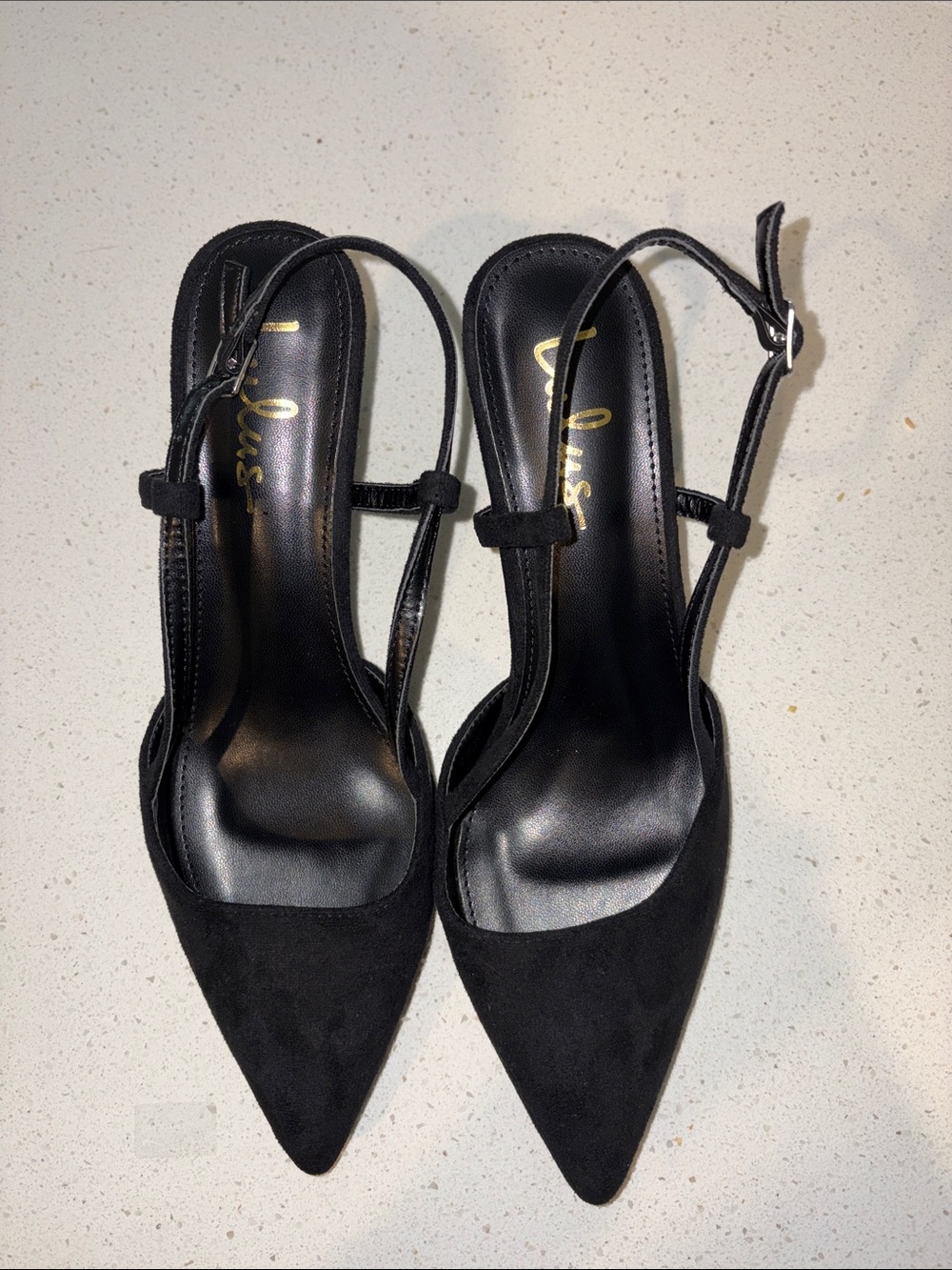 Lulus Black Slingback Pointed Toe Kitten Heel